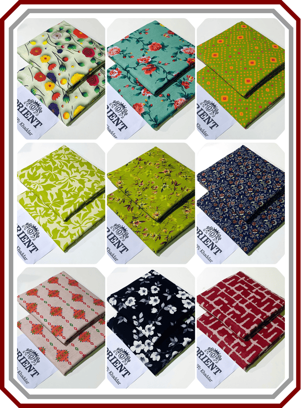 ORIENTS Printed Khaddar 2PC Unstitched Suit for Women - Pehna Textile