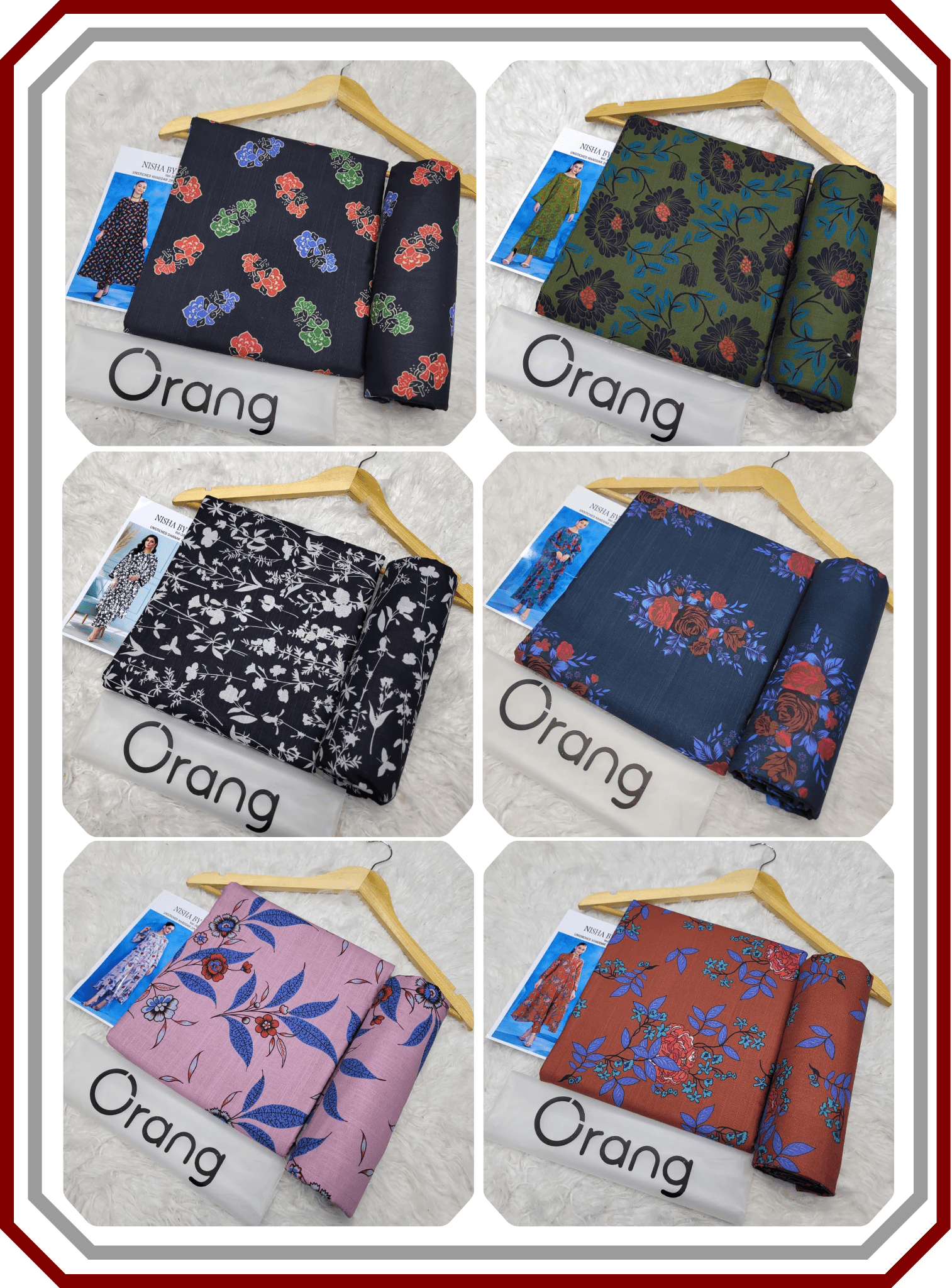 Orang IB Bonanza Printed Khaddar 3.25 Meter Unstitched Winter Suit - Pehna Textile