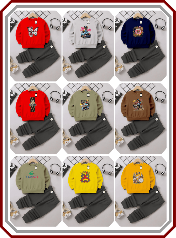 Kids Premium Fleece Winter Set - Sweatshirt & Trouser (6M - 10Y) - Pehna Textile