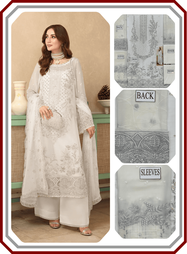 Ramsha Luxury Embroidered Chiffon Suit with Inner - Design 2485 (Unstitched) - Pehna Textile