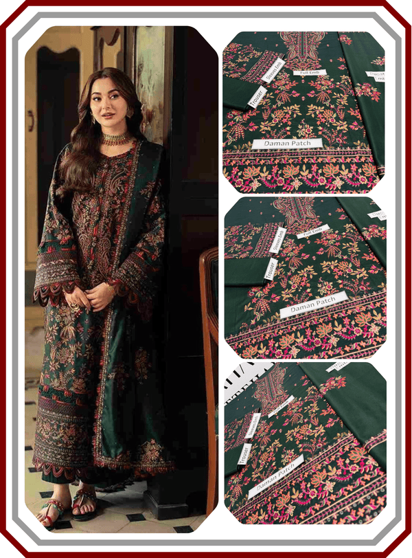 Winter Brand Dhanak Heavy Embroidered Unstitched 3 - Piece Suit – Winter Collection 2025 Vol’25 - Pehna Textile