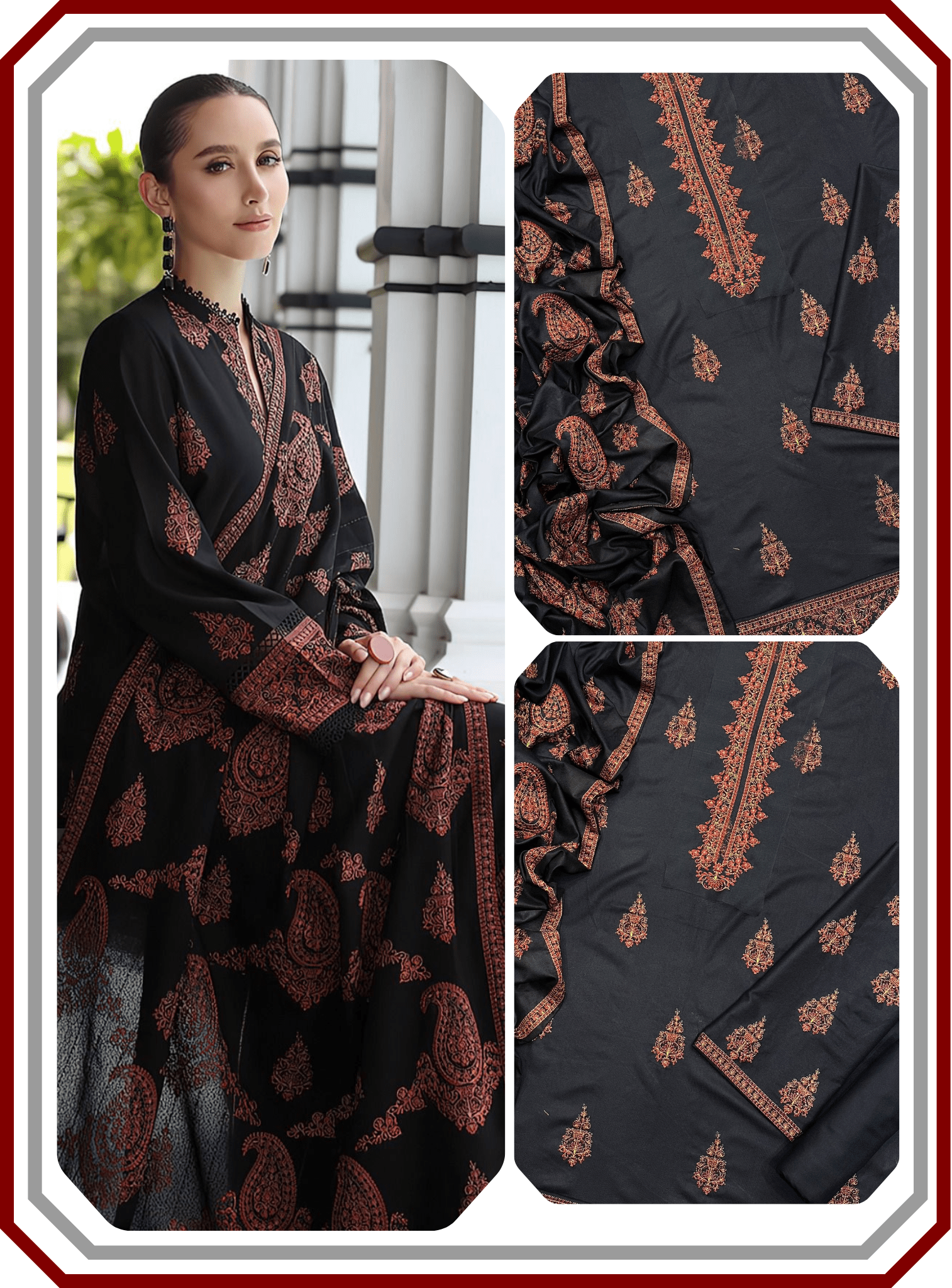 Bareeze Luxury 5171 Air Jet Dhanak Suit - Multi - Head Embroidered Shawl - Pehna Textile