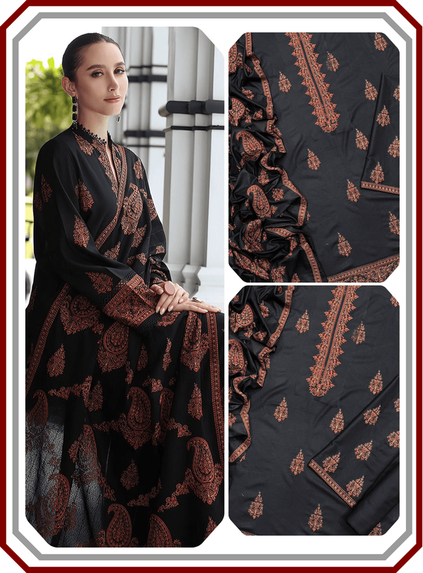 Bareeze Luxury 5171 Air Jet Dhanak Suit - Multi - Head Embroidered Shawl - Pehna Textile