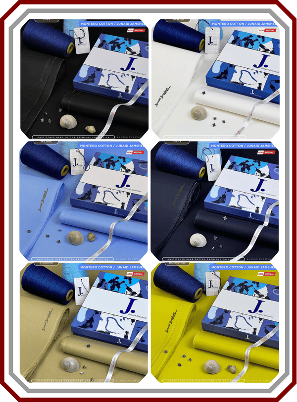 Junaid Jamshed Hard Cotton Men's Suit - Silver Finish (4.5 Meters) - Pehna Textile