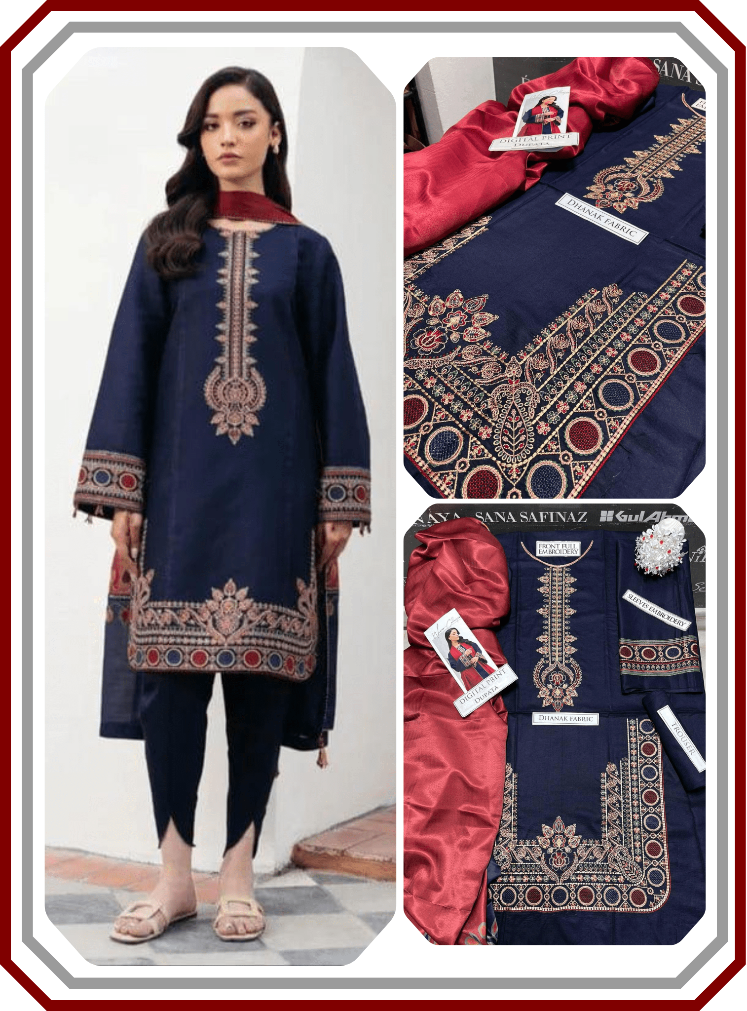 Jazmin Dhanak Embroidered Unstitched 3 - Piece Suit – Code D562 | Winter Collection 2025 - Pehna Textile