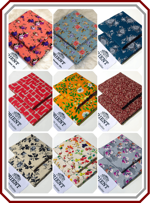 ORIENTS Printed Khaddar 2PC Unstitched Suit for Women - Pehna Textile