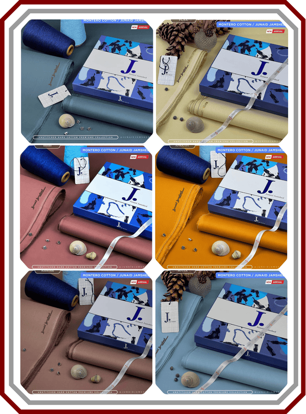 Junaid Jamshed Hard Cotton Men's Suit - Silver Finish (4.5M) - Pehna Textile