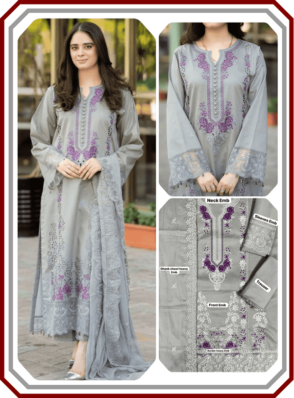 Mushq Premium Chicken Kari Dhanak Suit with Heavy Embroidered Shawl - Winter Collection 2025 - Pehna Textile