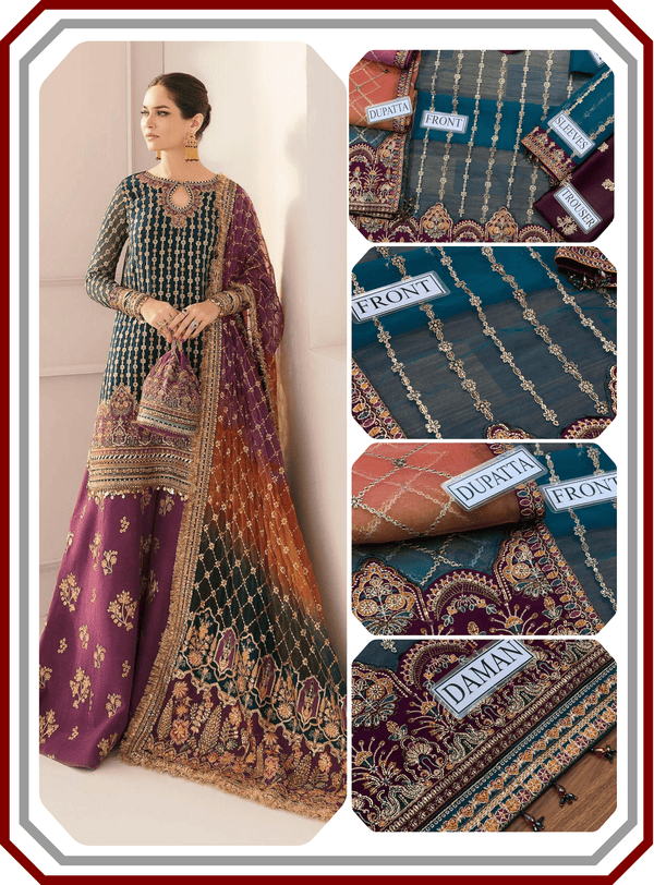 Baroque Chantalee Replica Organza Suit - Adda Work & Emb Trouser - Pehna Textile