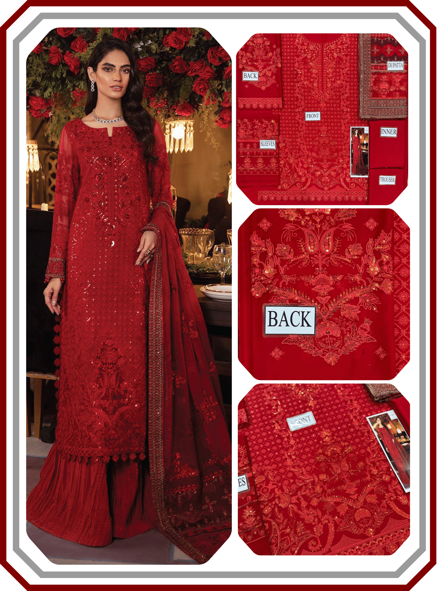 Iznik Chiffon Embroidered Luxury Unstitched Suit – Design 2493 - Pehna Textile