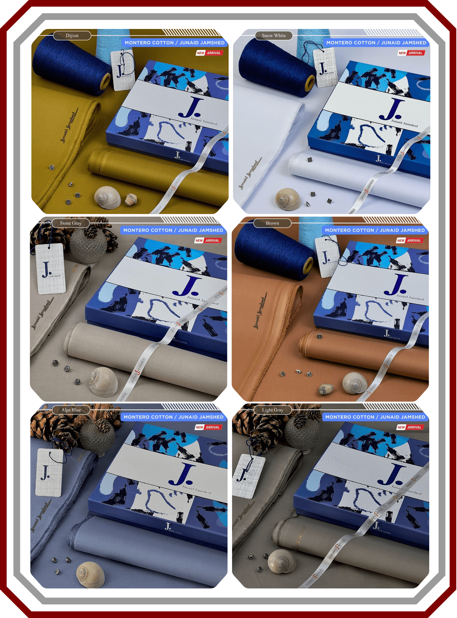 J. Junaid Jamshed All - Season Hard Cotton Suit - Silver Finish (4.5M) - Pehna Textile