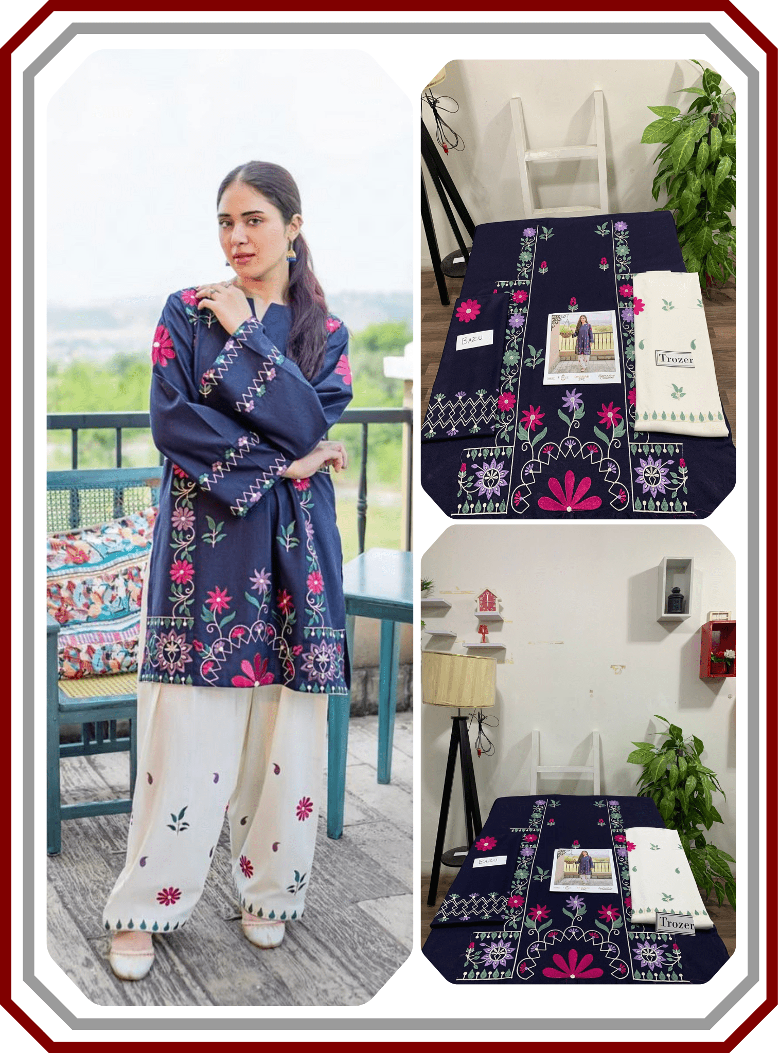 Winter Embroidered Dhanak 2 - Piece Suit - Neck, Sleeves & Daman Work - Pehna Textile