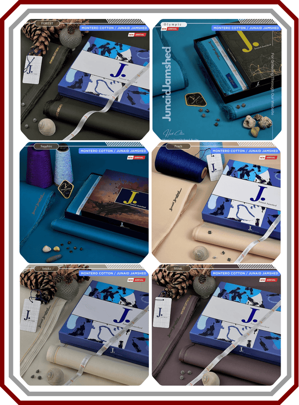 J. Junaid Jamshed Men's Premium Hard Cotton - Silver Finish Executive Suit - Pehna Textile