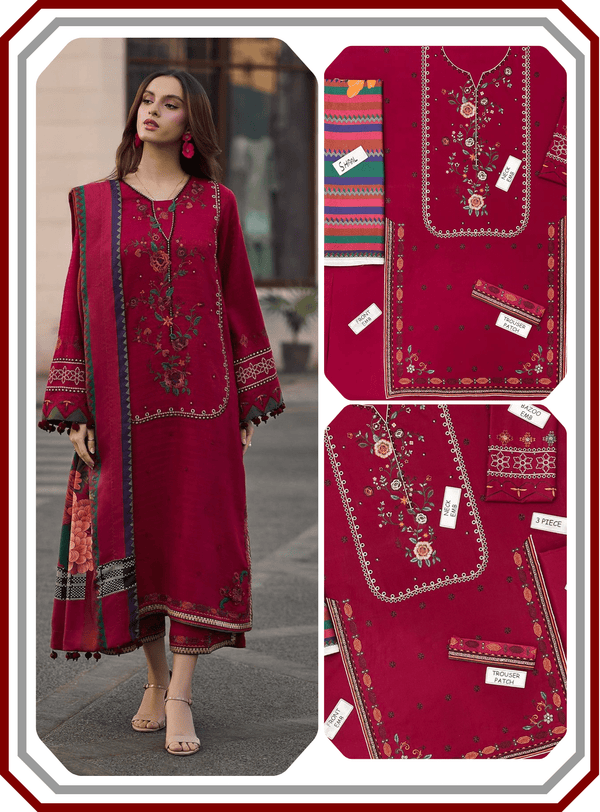 Charizma Dhanak Suit - Heavy Embroidery & Digital Shawl - Pehna Textile