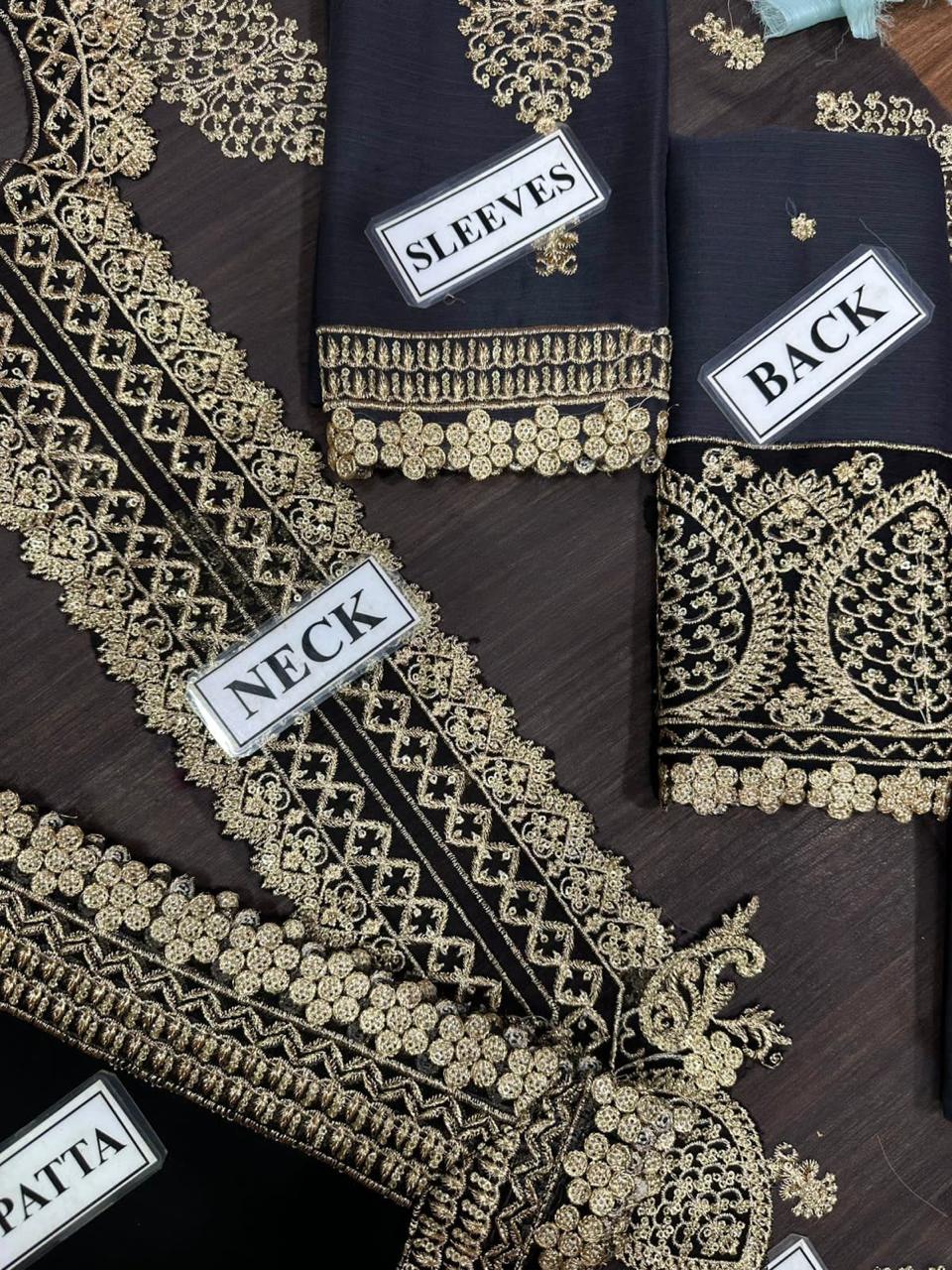 Asim Jofa Replica Unstitched Chiffon Suit with Malai Trouser & Sequins - Pehna Textile