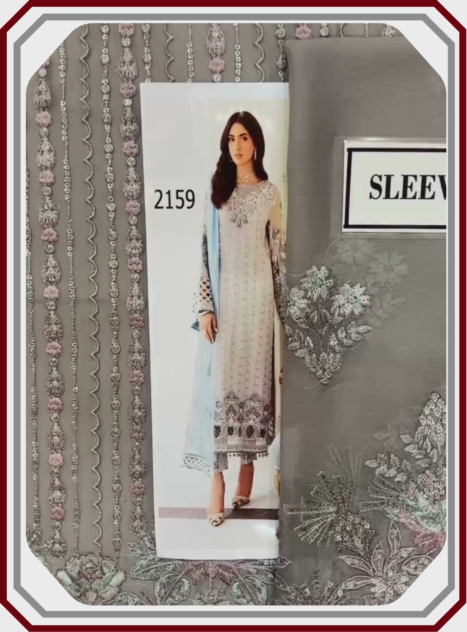 Flossie Embroidered Chiffon & Organza 3‑Piece Unstitched Suit